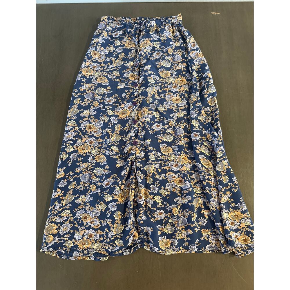Vintage Tangibles Womens Floral Button Down Flare Ankle Length Skirt Size Medium